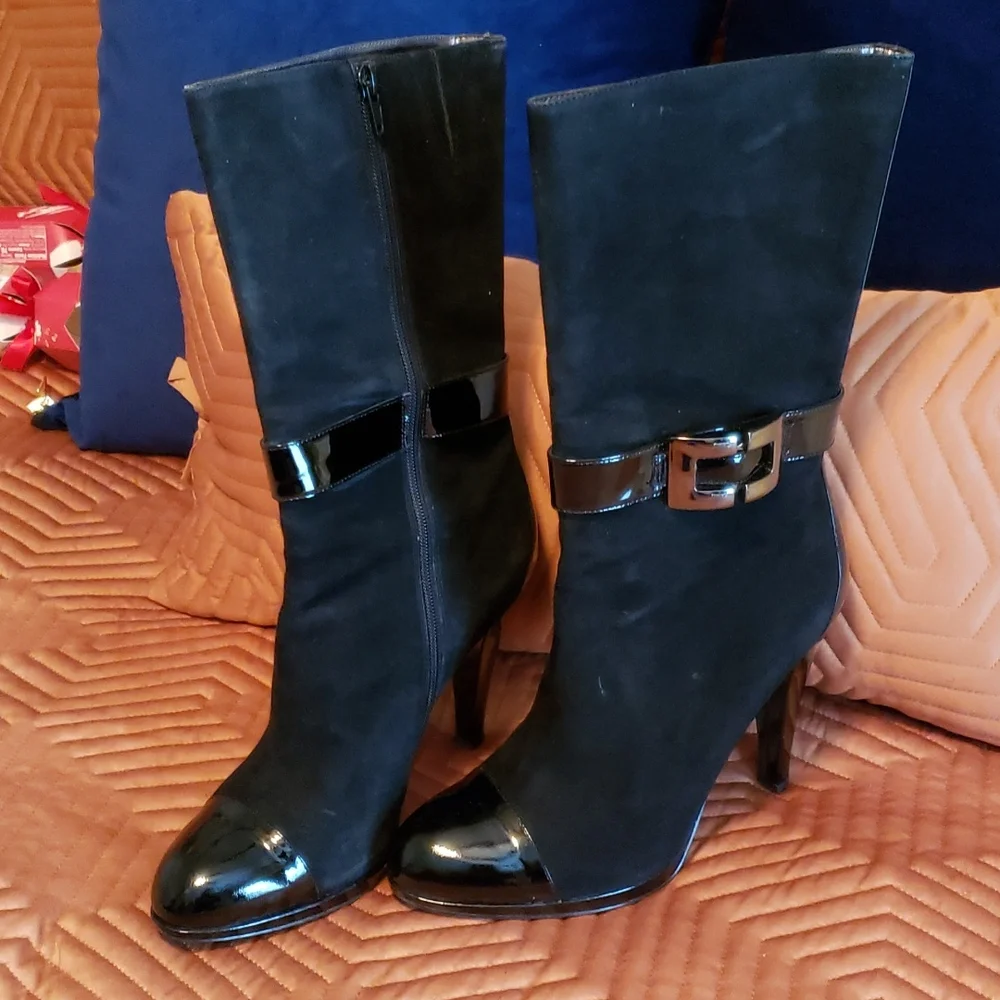 Patent Cap Toe Suede Boots! - Picture 1 of 4
